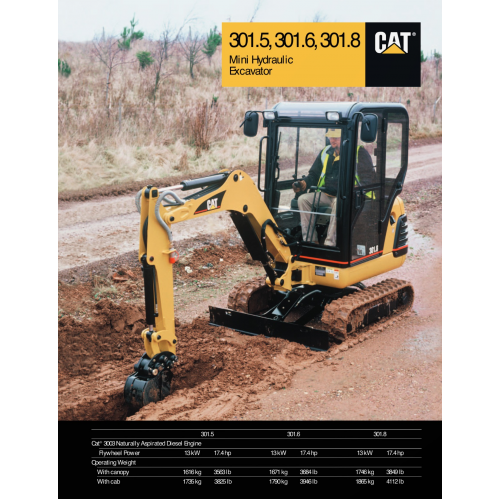 Caterpillar 301 5 301 6 301 8 Hydraulic Excavators